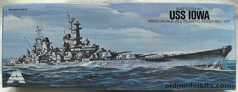 Aurora 1/600 USS Iowa Battleship - (With Decals for Iowa / Missouri / Wisconsin / New Jersey), 705 plastic model kit